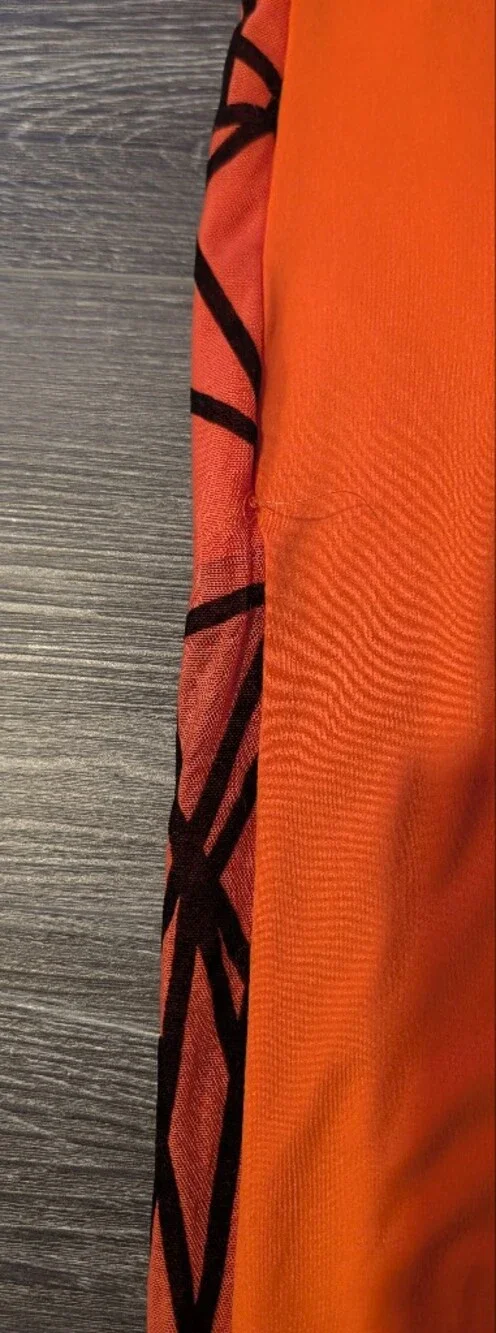 Neon Orange High-Waist Leggings with Printed Side Stripe